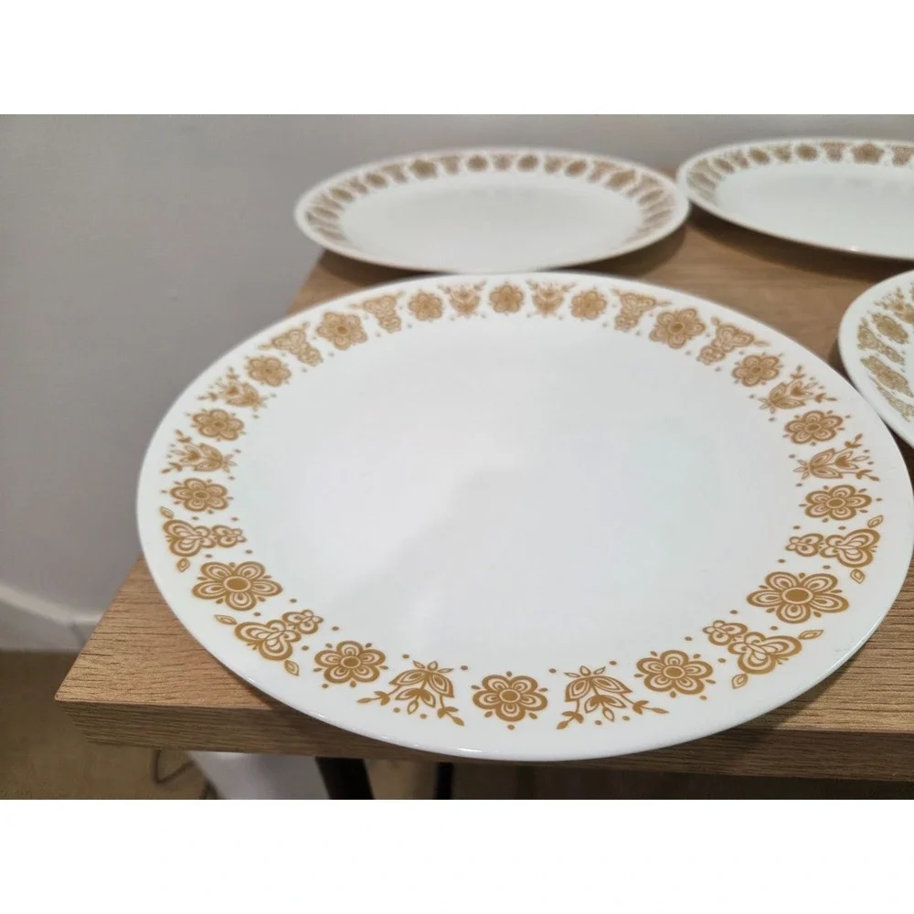 Vintage Corelle Golden Butterfly Set 6 Dinner Plates 8''